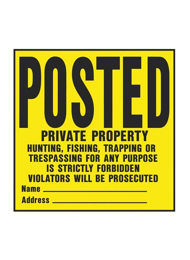 20-Piece Private Property Signs Yellow/Black