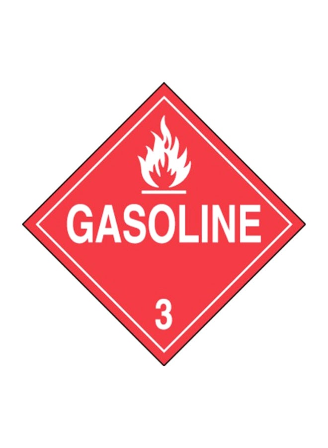 Hazard Class 3 Dot Gasoline Placard Red/White