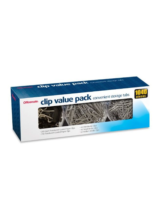 أوفيس ميت عبوة اقتصادية من حلقات الربط من 1040 قطعة أسود/فضي - Image 3