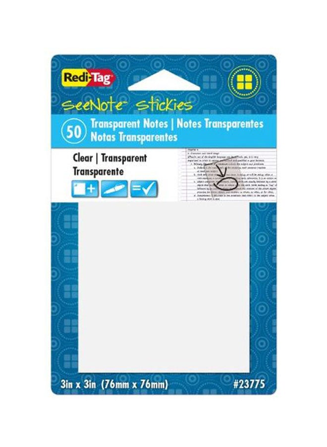 Redi-Tag - Pack Of 50 SeeNote Stickies Clear - Image 1