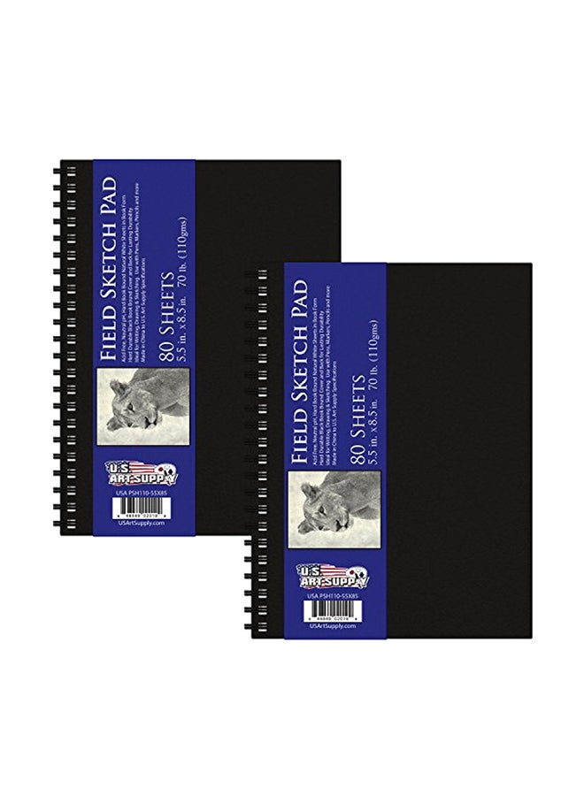 2-Piece Hardbound Field Sketch Pad Set Black/Blue/White