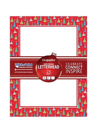 25-Sheet Christmas Tree Border Printed Letterhead Paper - v1552924285/N22191328A_1