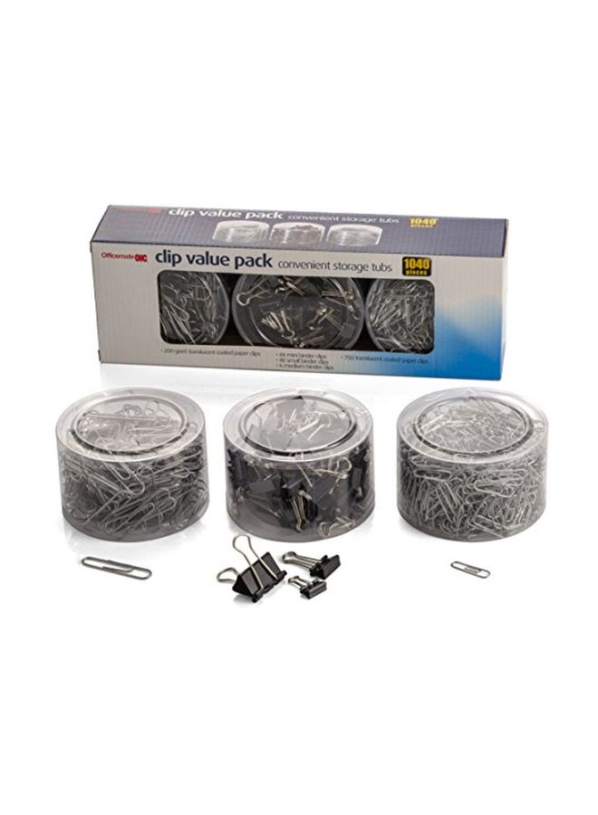 أوفيس ميت عبوة اقتصادية من حلقات الربط من 1040 قطعة أسود/فضي - Image 2