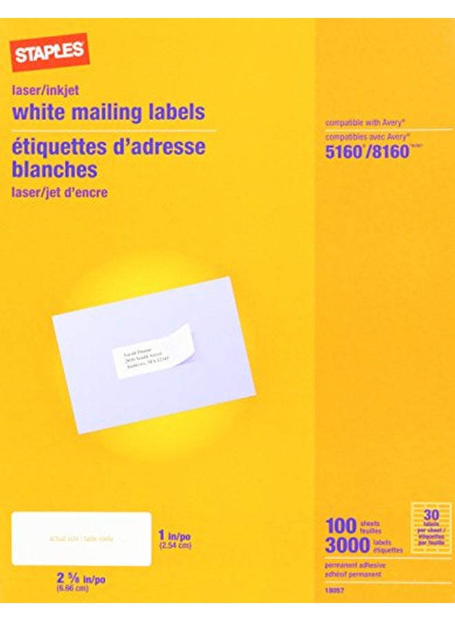 ستابلز طقم بطاقات عناوين مكون من 3000 قطعة أبيض - Image 2