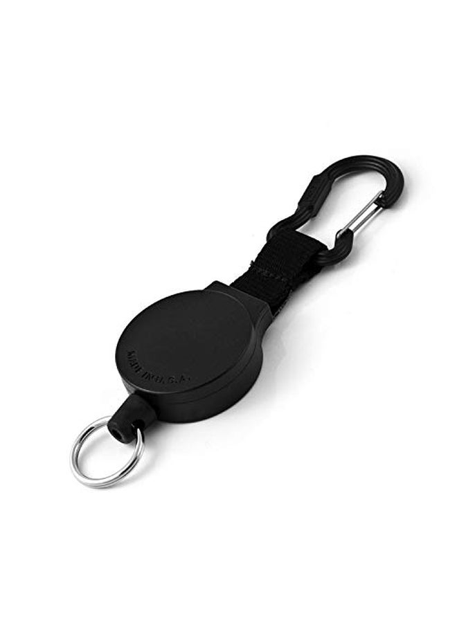 Key-Bak Retractable Key Holder With Kevlar Cord Black/Silver - Image 2