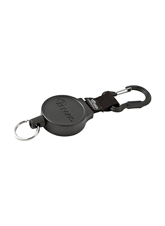 Key-Bak Retractable Key Holder With Kevlar Cord Black/Silver - Image 1