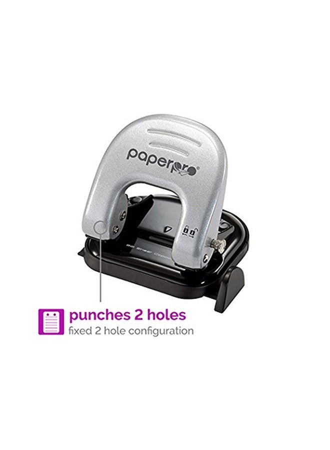 PaperPro 2-Hole Puncher Silver/Black  - Image 2