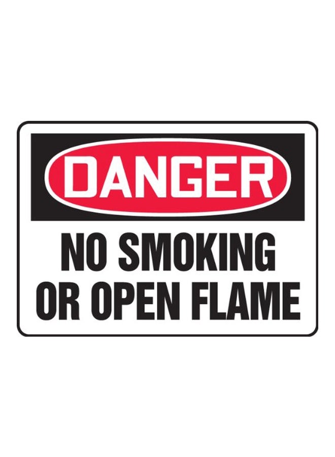 Danger No Smoking Or Open Flame Adhesive Safety Sign Sticker Black/White/Red