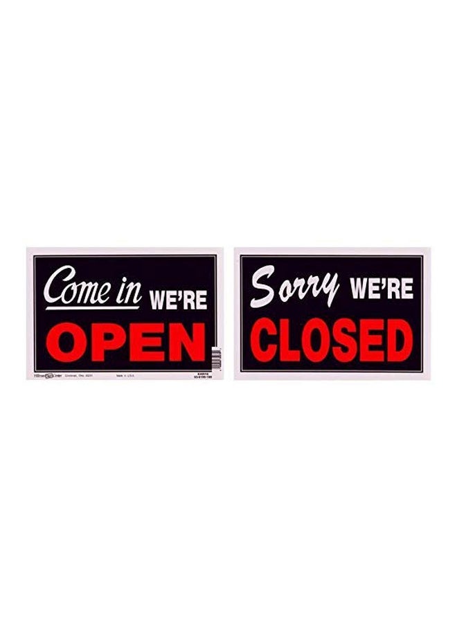 The Hillman Group - Come In We're Open And Sorry We're Closed Sign Black/White/Red - Image 1