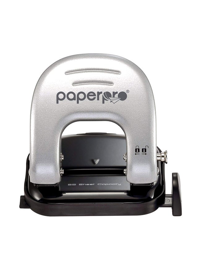 PaperPro 2-Hole Puncher Silver/Black  - Image 1