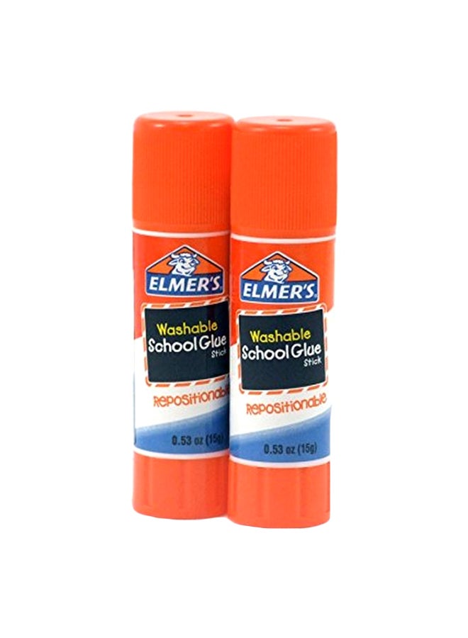 إلمرز قطعتان من أصبع غراء مدرسي قابل للغسل وقابل لإعادة التموضع برتقالي/أزرق - Image 1