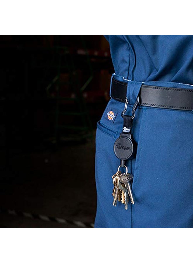Key-Bak Retractable Key Holder With Kevlar Cord Black/Silver - Image 3