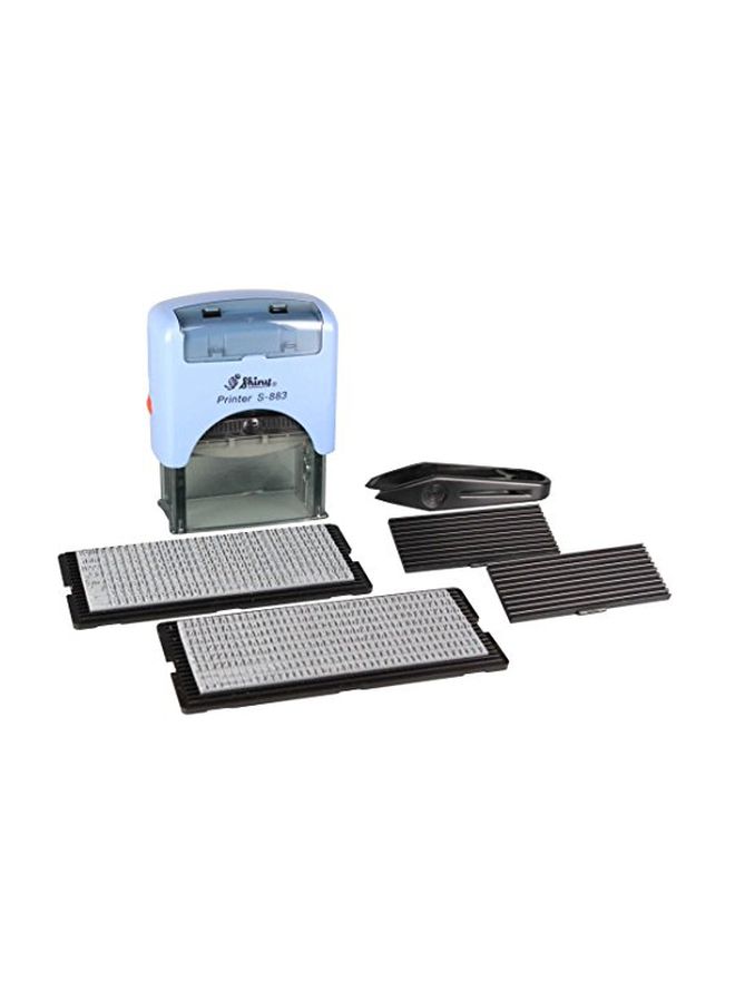 Shiny Self Inking Stamp With Text Printing Kit Blue/Silver/Black - Image 2