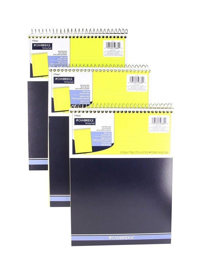 Mead 3-Piece Spiral Bound Notepad Blue/Yellow/White - Image 1