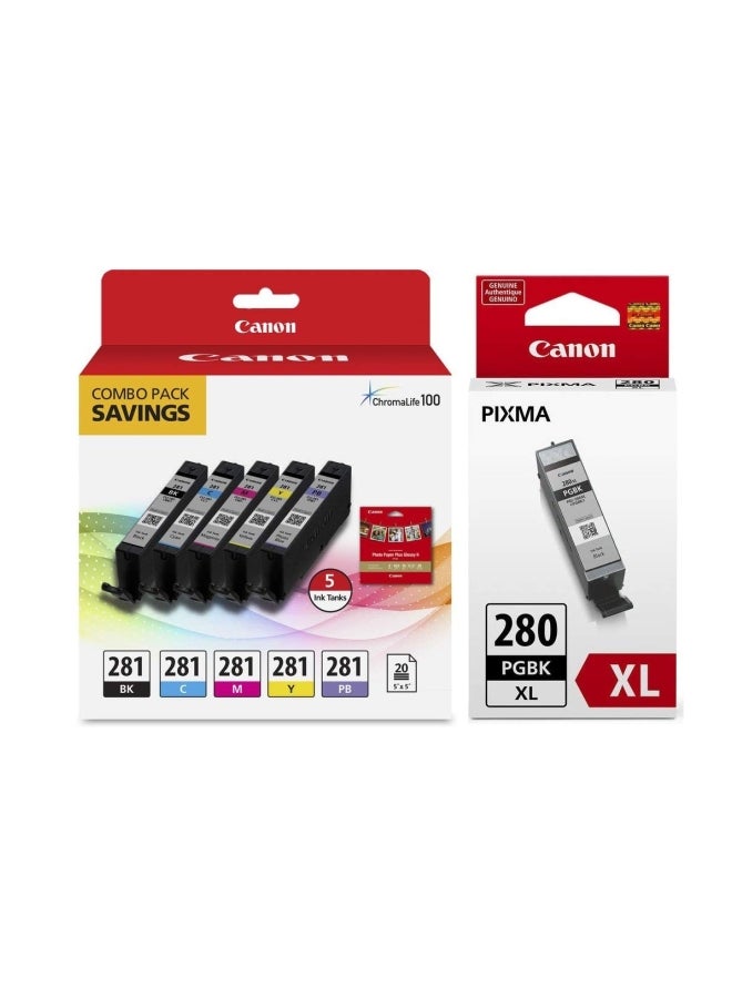 Canon Genuine Canon 5-Color Ink Tank Combo Pack With 5x5 Paper Pack - Image 1