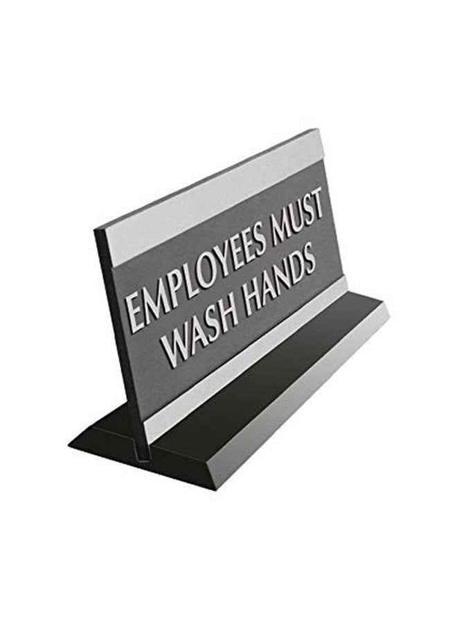 هيد لاين ساين لافتة بنمط بعبارة "Employees Must Wash Hands" أسود/فضي - Image 1