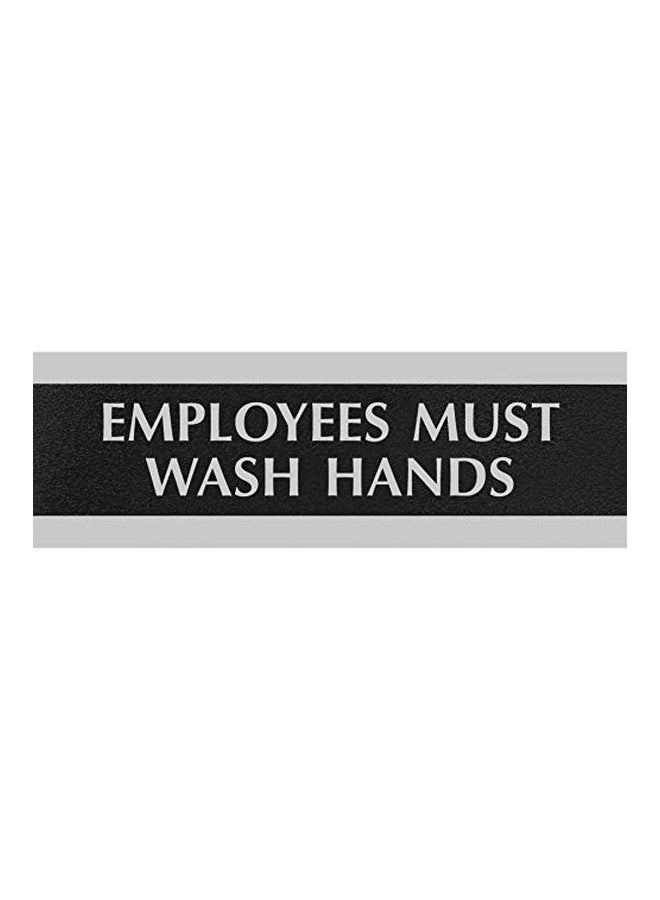 هيد لاين ساين لافتة بنمط بعبارة "Employees Must Wash Hands" أسود/فضي - Image 2
