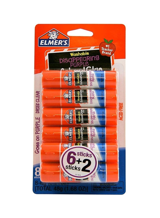 إلمرز طقم أقلام صمغ مكون من 8 قطع برتقالي/أزرق/أبيض
