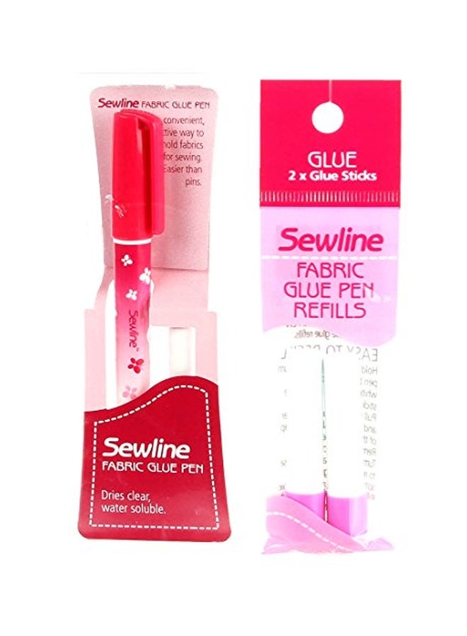 Sewline 3-Piece Glue Pen And Glue Stick Set Red/White/Pink 