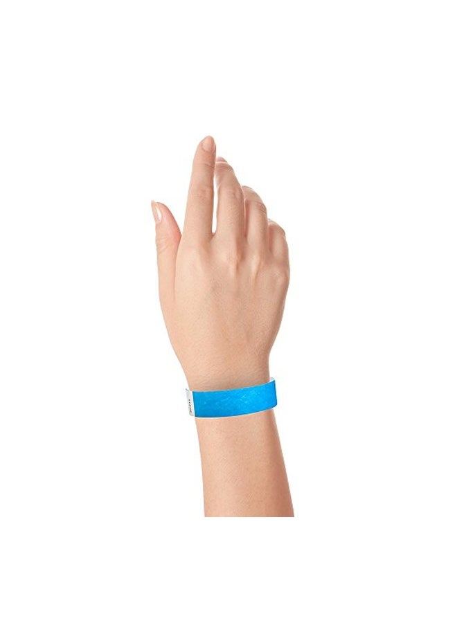 Wristco 500-Piece Paper Wristbands Neon Blue/White  - Image 2
