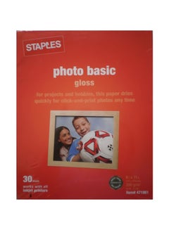 Staples 30-Piece Photo Basic Gloss Paper 