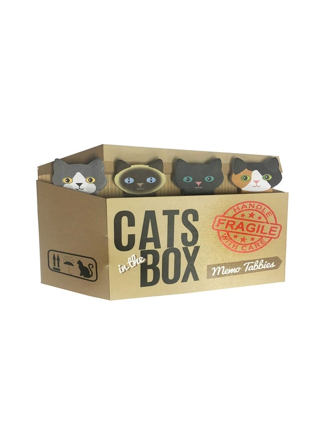 100-Piece Cats In The Box Memo Tabbies Bookmarks Grey/Black/Brown