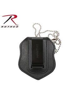 ROTHCO Leather Clip-On Badge Holder Black/Silver  - Image 2