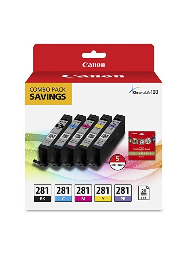 Canon Genuine Canon 5-Color Ink Tank Combo Pack With 5x5 Paper Pack - Image 2