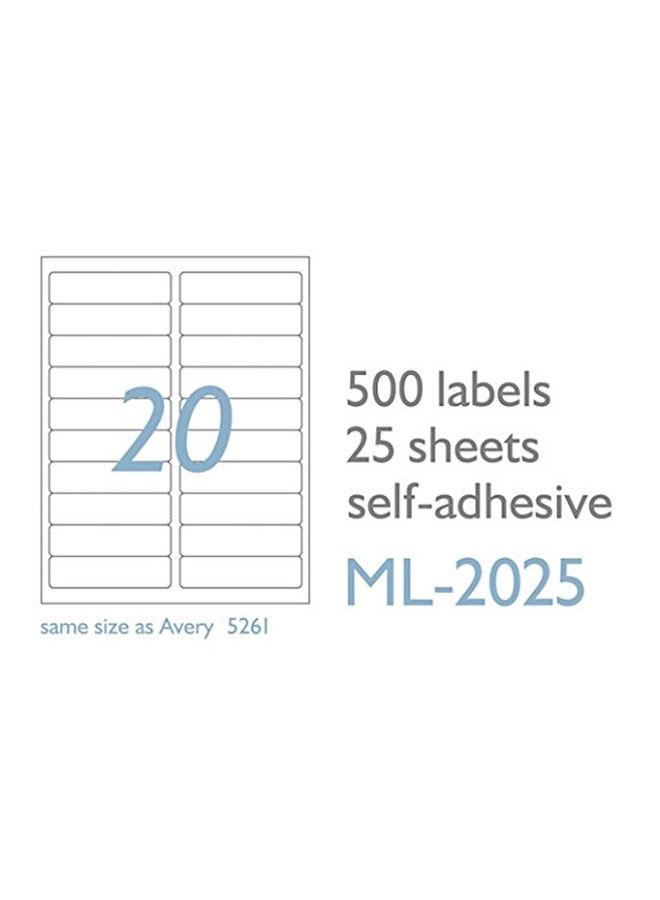 Maco - 25-Sheet Address Label Set White - Image 1
