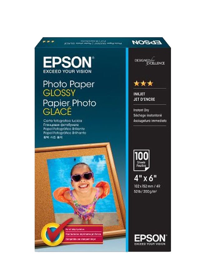 EPSON 100-Sheet Borderless Glossy Photo Paper For Inkjet Printer