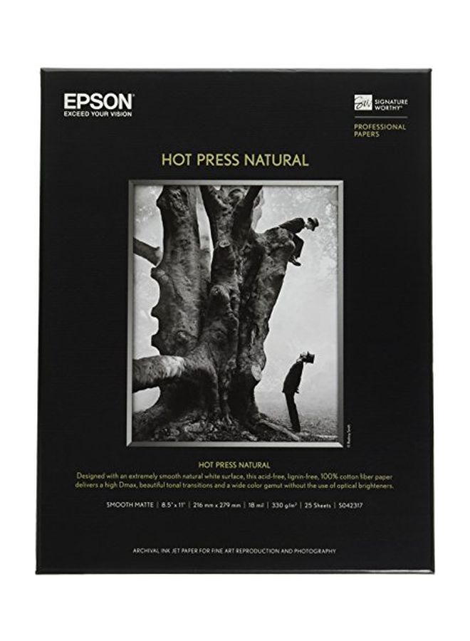 EPSON 25-Piece Hot Press Natural Printer Paper Set - Image 1
