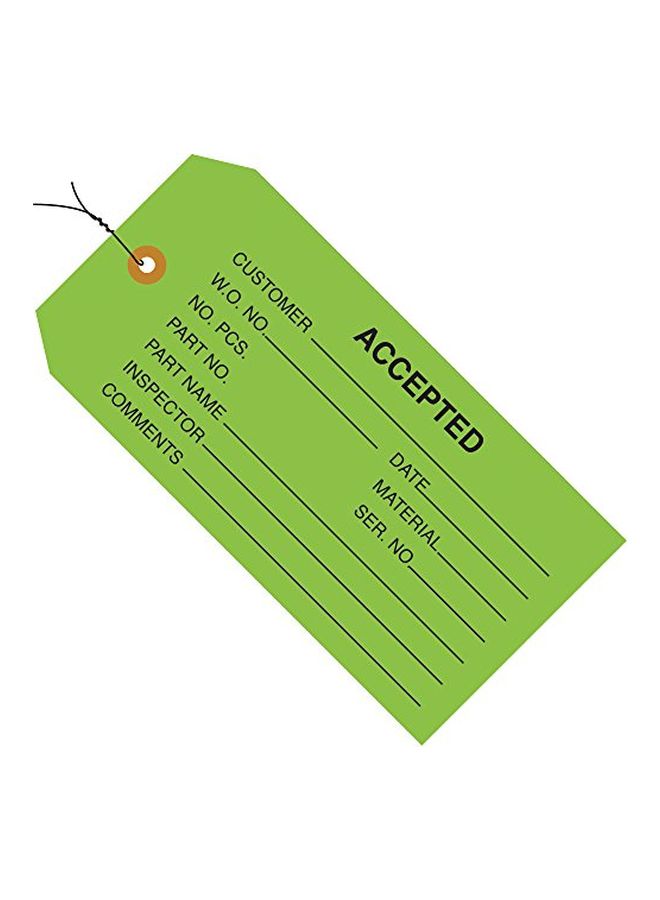 Aviditi 1000-Piece Pre-Wired Accepted Inventory Tag Set Green