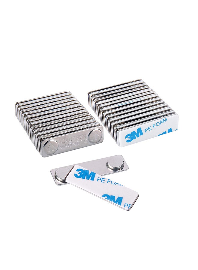 Magreen - Pack Of 24 Strong Magnetic Name Badge Holder Silver - Image 1