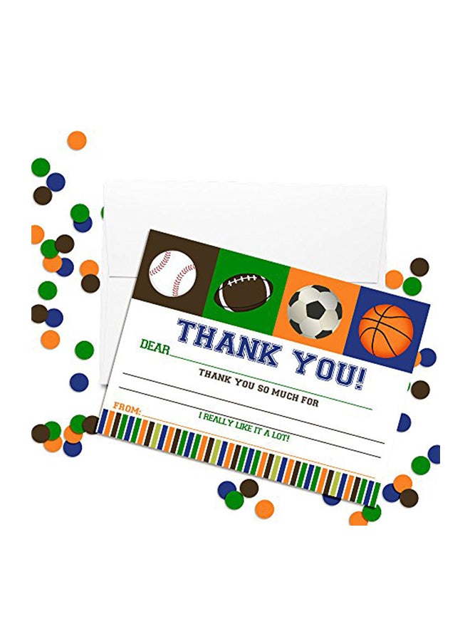 Amanda Creation Pack Of 10 All Star Sports Birthday Thank You Notes for Kids - Image 2