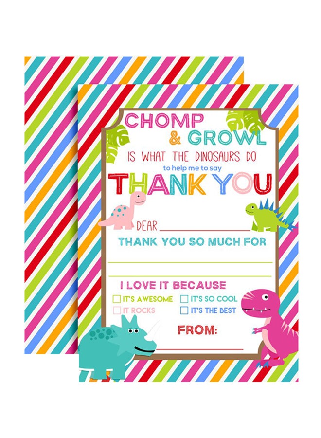 Amanda Creation Pack Of 10 Dinosaur Birthday Thank You Notes for Girls - Image 1