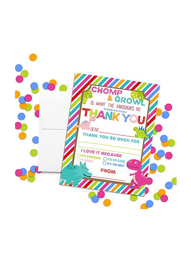 Amanda Creation Pack Of 10 Dinosaur Birthday Thank You Notes for Girls - Image 2