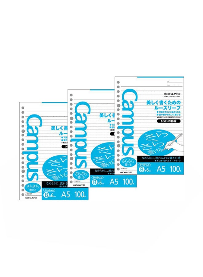Kokuyo Pack Of 3 Campus Loose Leaf Filler Paper 