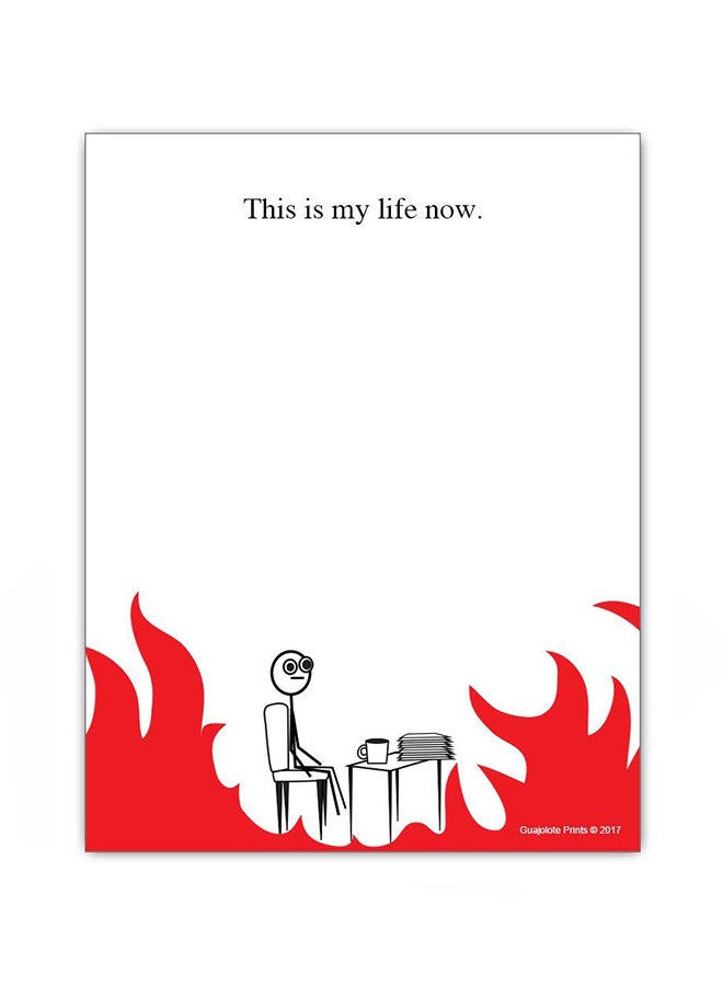 غواجولوتي برينتس دفتر ملاحظات لتخطيط المهام بعبارة "This is My Life Now" أبيض