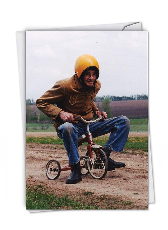 NobleWorks Senior Trike Ride Hilarious Birthday Card - Image 1