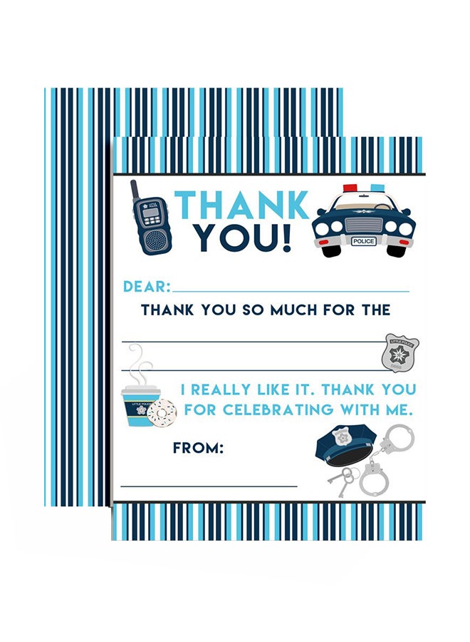 أماندا كرييشن حزمة من 10 بطاقات ملاحظات مزينة بعبارة ’Thank You’ وبنمط شرطة البوليس - Image 1