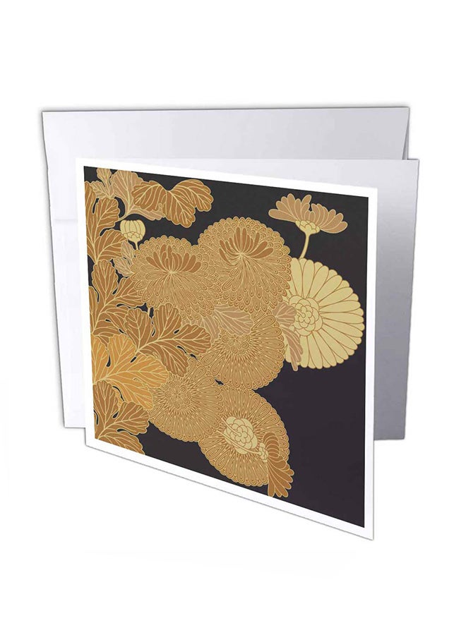 3Dروز بطاقات تهنئة بتصميم زهور يابانية باللون الذهبي من 12 قطعة