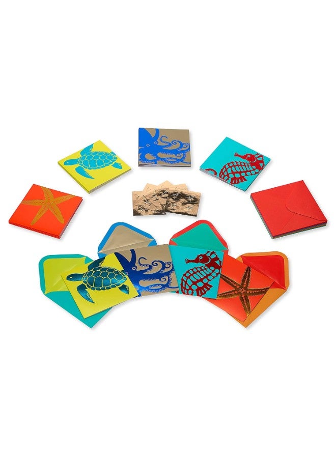 Papyrus Pack of 20 Graphic Sea Life Note Card - Image 2