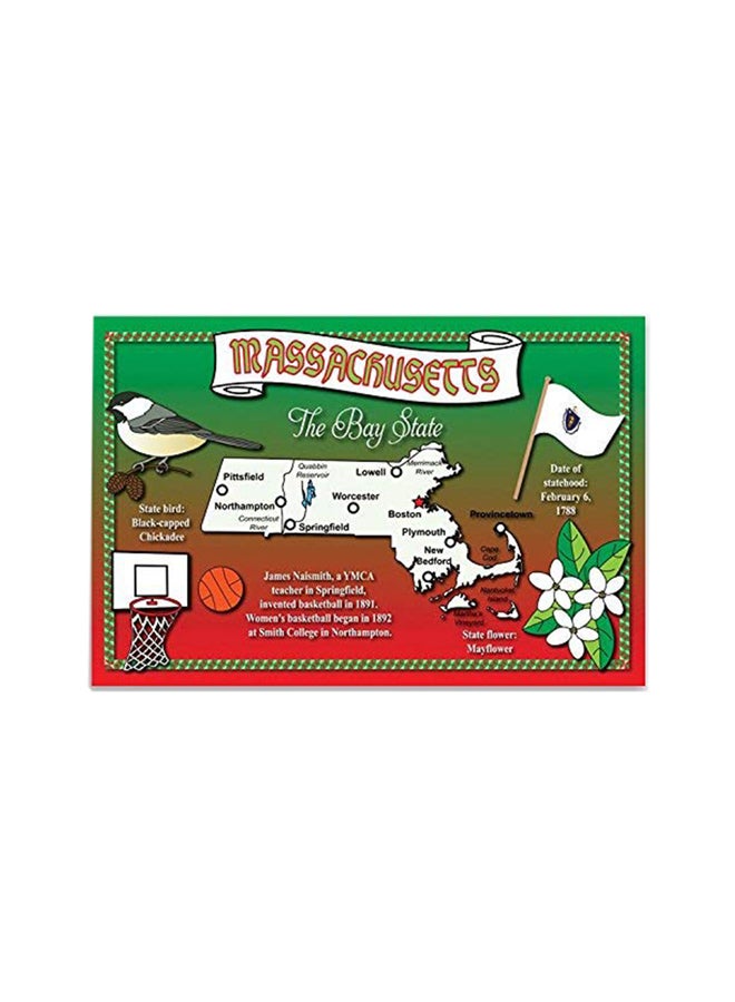 بوست كارد فير طقم من 20 بطاقة بريدية بتصميم خريطة ولاية ماساتشوسيتس - Image 1