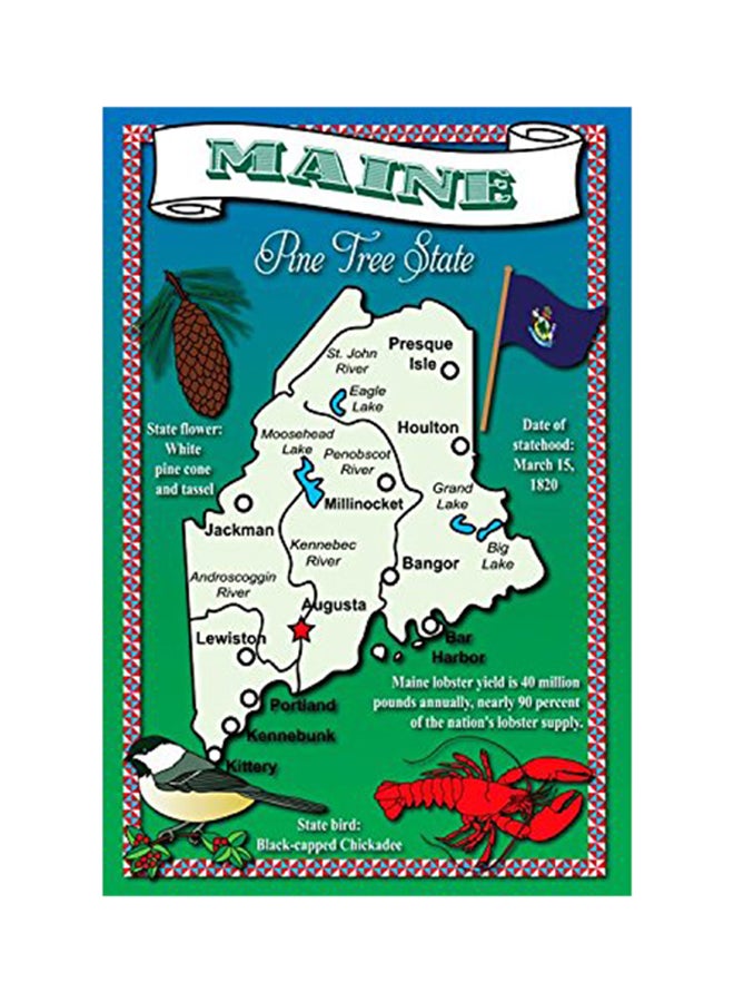 بوست كارد فير طقم بطاقات بريدية مطبوع عليها خريطة ولاية مين من 20 قطعة - Image 1