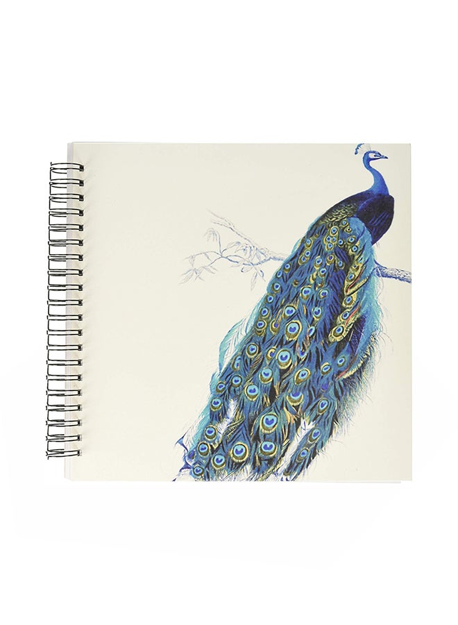 3Dروز دفتر ملاحظات بتصميم عتيق برسمة طاووس أبيض