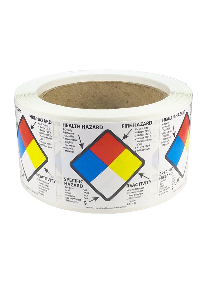 إن ستوك ليبلز.كوم ملصقات بعبارة Health Hazard  Fire Hazard  مكونة من 500 قطعة متعدد الألوان - Image 1