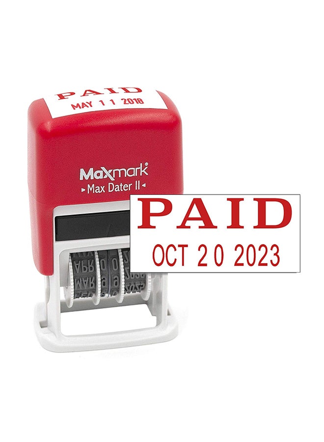 MaxMark Self-Inking Stamp Pad and Refill With Paid Phrase And Date Red - Image 1