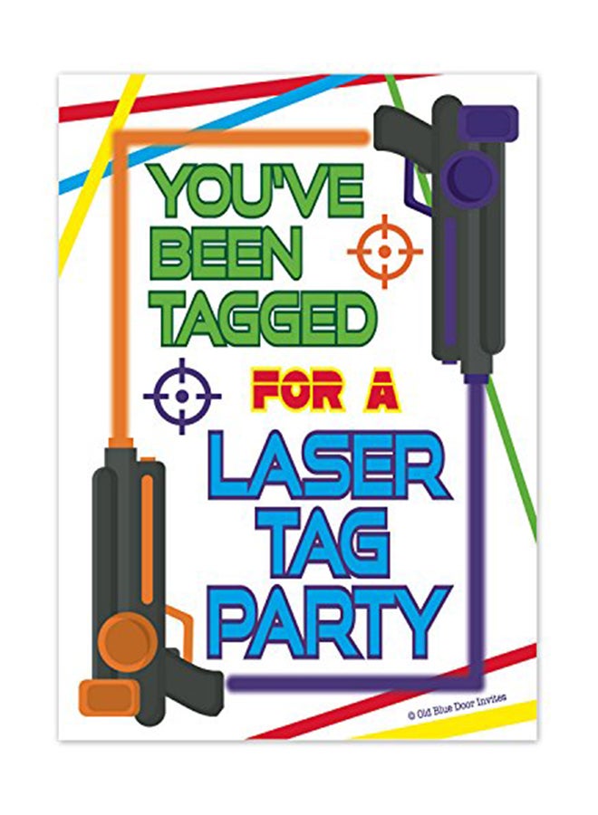 أولد بلو دور إنفايتس مجموعة بطاقات دعوة لأعياد الميلاد مطبوع عليها عبارة "Laser Tag" مكونة من 20 قطعة - Image 1