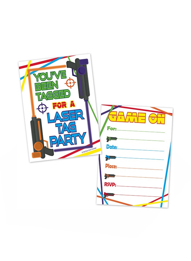 أولد بلو دور إنفايتس مجموعة بطاقات دعوة لأعياد الميلاد مطبوع عليها عبارة "Laser Tag" مكونة من 20 قطعة - Image 2