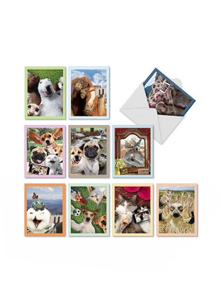 Pack Of 10 Humorous Animal Selfies Greeting Card - v1552934384/N21898099A_1
